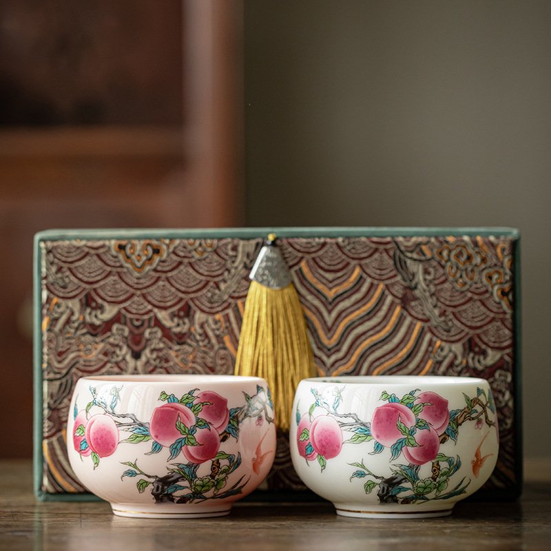 Premium Ceramic Tea Cup Set with Gift| Floral Design | 2 Pieces