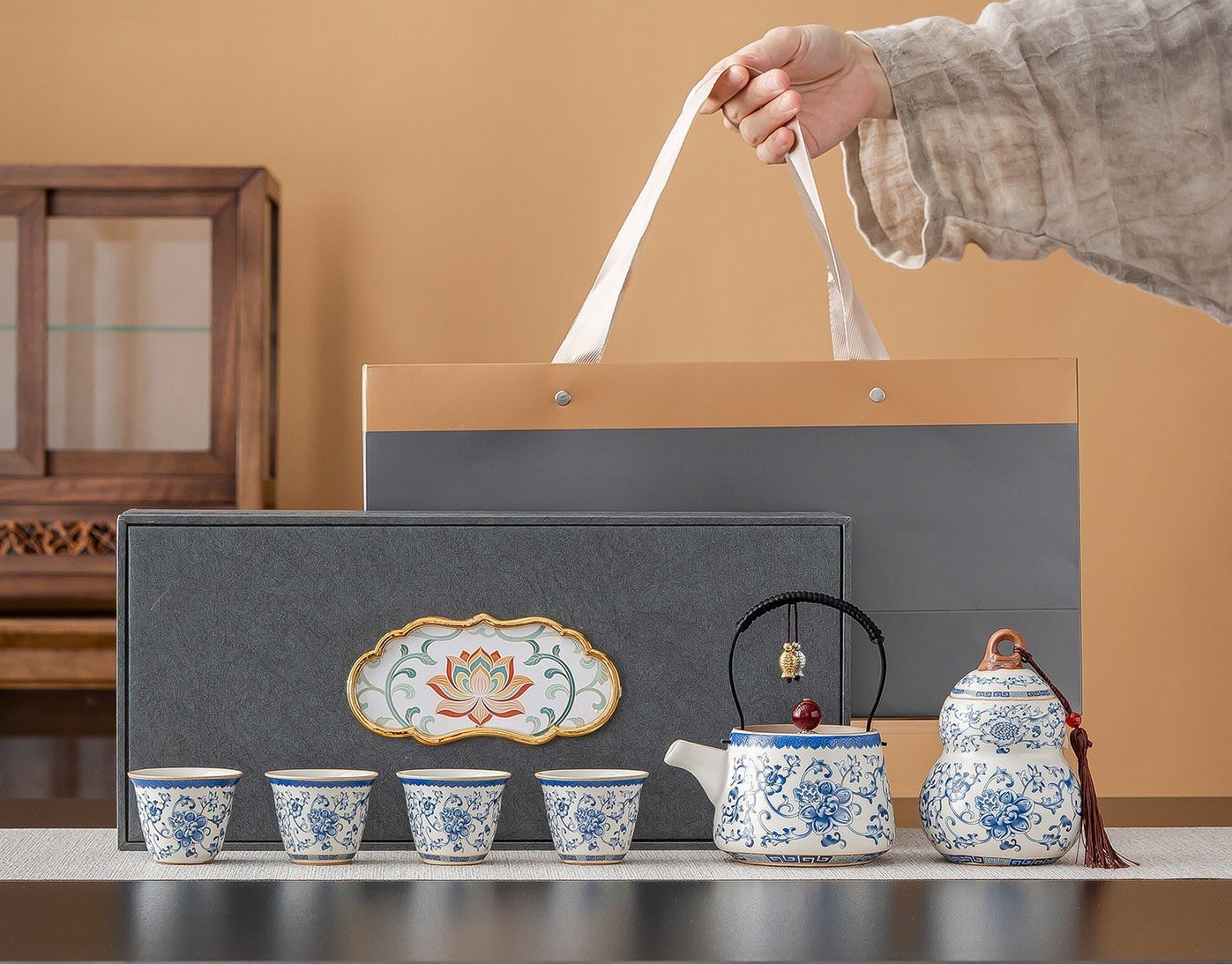 Ruyao Blue and White Porcelain Tea Set